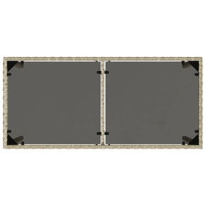 Gartentisch Hellgrau Poly Rattan mit Glasplatte