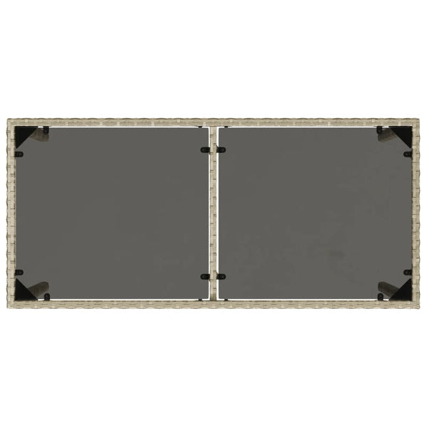 Gartentisch Hellgrau Poly Rattan mit Glasplatte