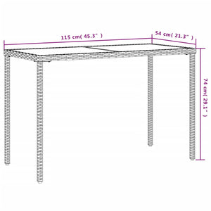 Gartentisch Hellgrau Poly Rattan mit Glasplatte