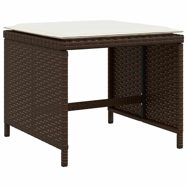 5-tlg. Garten-Essgruppe mit Kissen Braun Poly Rattan
