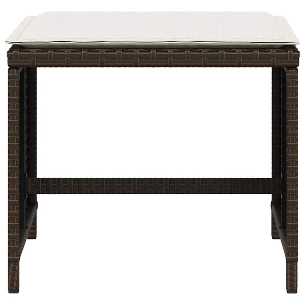 5-tlg. Garten-Essgruppe mit Kissen Braun Poly Rattan