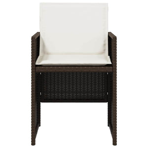 5-tlg. Garten-Essgruppe mit Kissen Braun Poly Rattan
