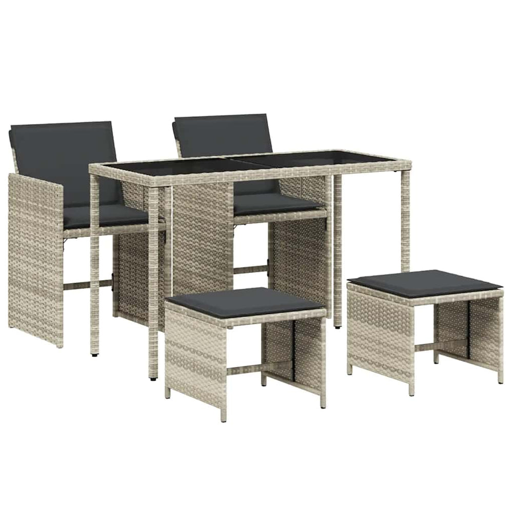 vidaXL Ensemble de salle à manger de jardin 5 pièces avec coussins Gris clair résine tressée