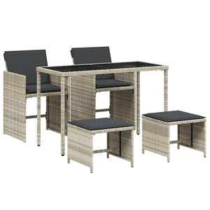 vidaXL Ensemble de salle à manger de jardin 5 pièces avec coussins Gris clair résine tressée
