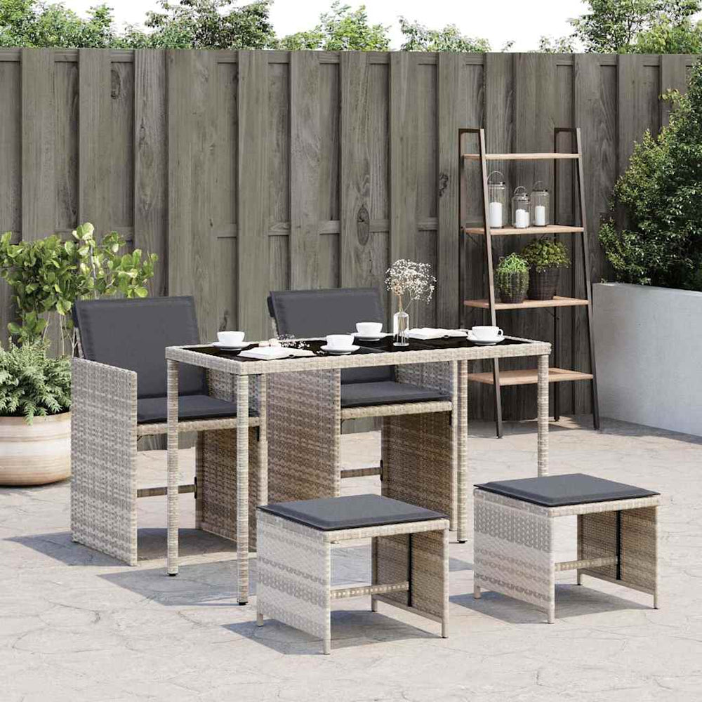 vidaXL Ensemble de salle à manger de jardin 5 pièces avec coussins Gris clair résine tressée