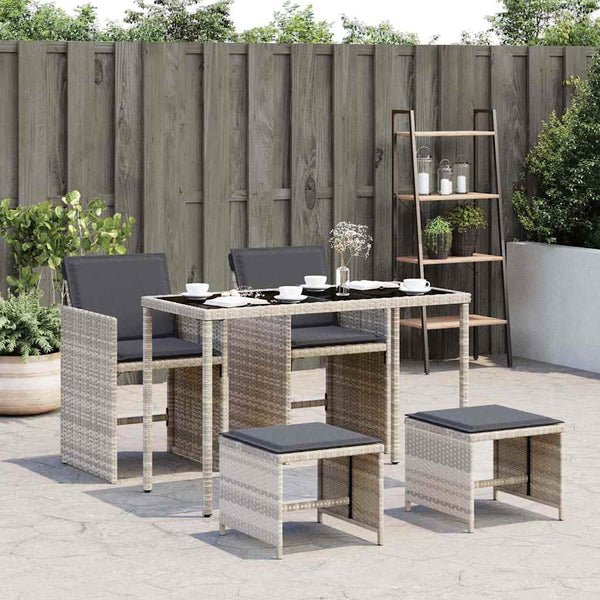 vidaXL Ensemble de salle à manger de jardin 5 pièces avec coussins Gris clair résine tressée