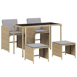 vidaXL Salon de jardin 5 pcs avec coussins mélange beige résine tressée