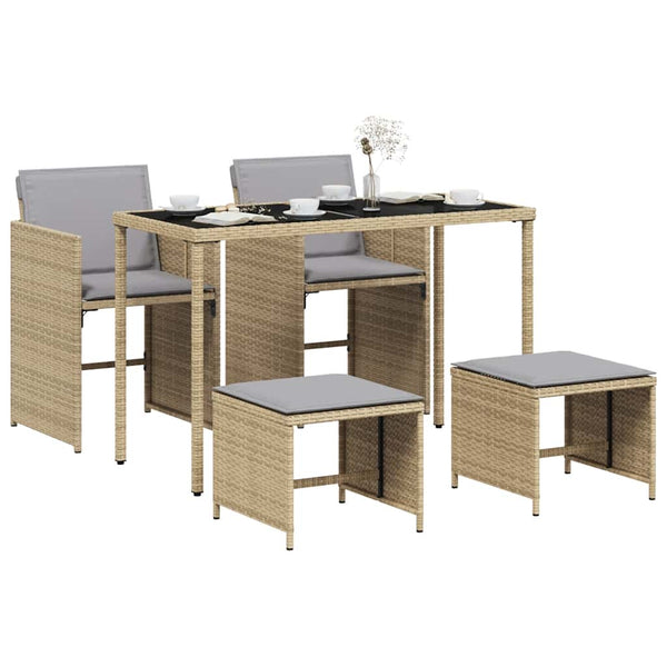 vidaXL Salon de jardin 5 pcs avec coussins mélange beige résine tressée