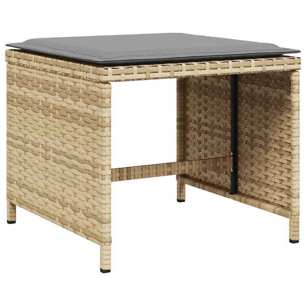 vidaXL Salon de jardin 5 pcs avec coussins mélange beige résine tressée