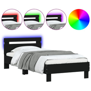 Bettgestell Schwarz mit LED 90x200 cm