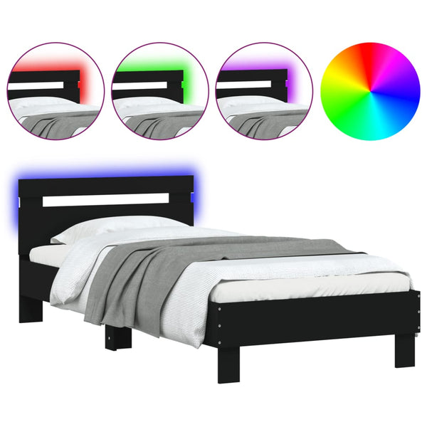 Bettgestell Schwarz mit LED 90x200 cm