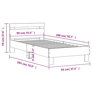 Bettgestell Schwarz mit LED 90x200 cm