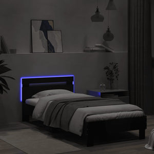 Bettgestell Schwarz mit LED 90x200 cm