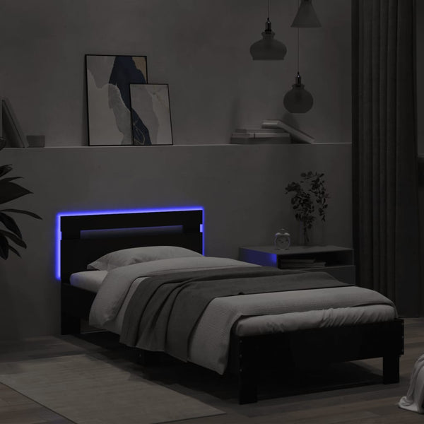 Bettgestell Schwarz mit LED 90x200 cm