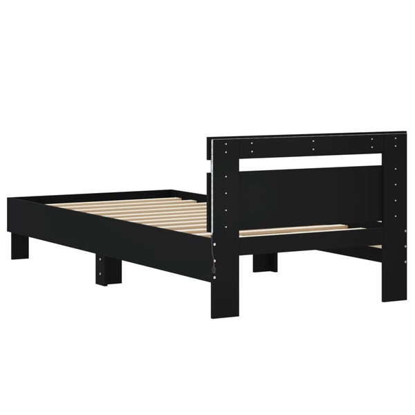 Bettgestell Schwarz mit LED 90x200 cm