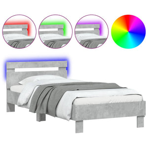 Bettgestell mit LED Betongrau 90x200 cm