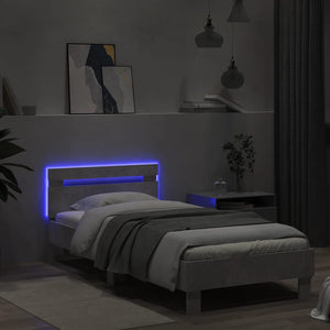 Bettgestell mit LED Betongrau 90x200 cm