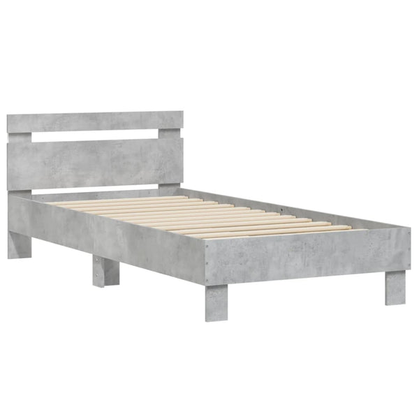 Bettgestell mit LED Betongrau 90x200 cm