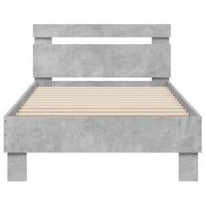Bettgestell mit LED Betongrau 90x200 cm