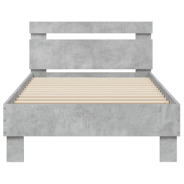 Bettgestell mit LED Betongrau 90x200 cm