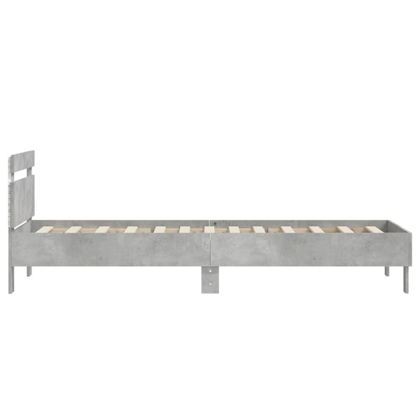 Bettgestell mit LED Betongrau 90x200 cm