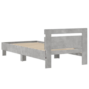 Bettgestell mit LED Betongrau 90x200 cm