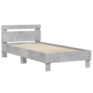 Bettgestell mit LED Betongrau 90x190 cm