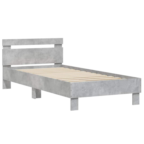 Bettgestell mit LED Betongrau 90x190 cm