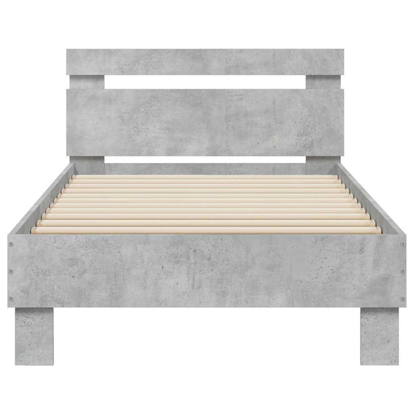 Bettgestell mit LED Betongrau 90x190 cm