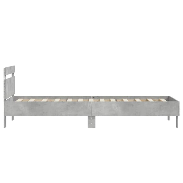 Bettgestell mit LED Betongrau 90x190 cm