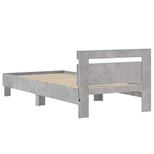 Bettgestell mit LED Betongrau 90x190 cm