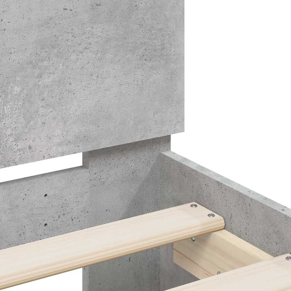 Bettgestell mit LED Betongrau 90x190 cm