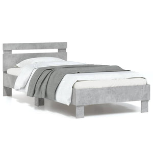 Bettgestell mit LED Betongrau 90x190 cm