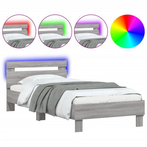 Bettgestell mit LED Grau Sonoma 90x190 cm
