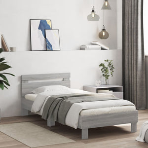 Bettgestell mit LED Grau Sonoma 90x190 cm