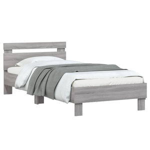 Bettgestell mit LED Grau Sonoma 90x190 cm