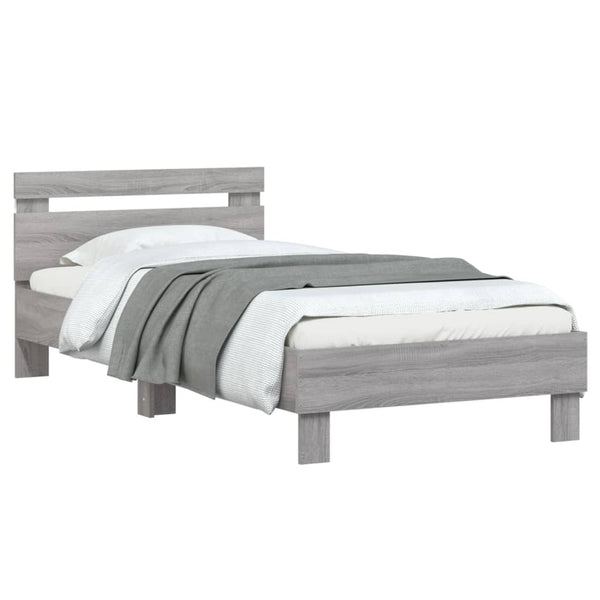 Bettgestell mit LED Grau Sonoma 90x190 cm