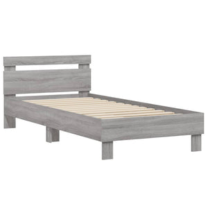 Bettgestell mit LED Grau Sonoma 90x190 cm