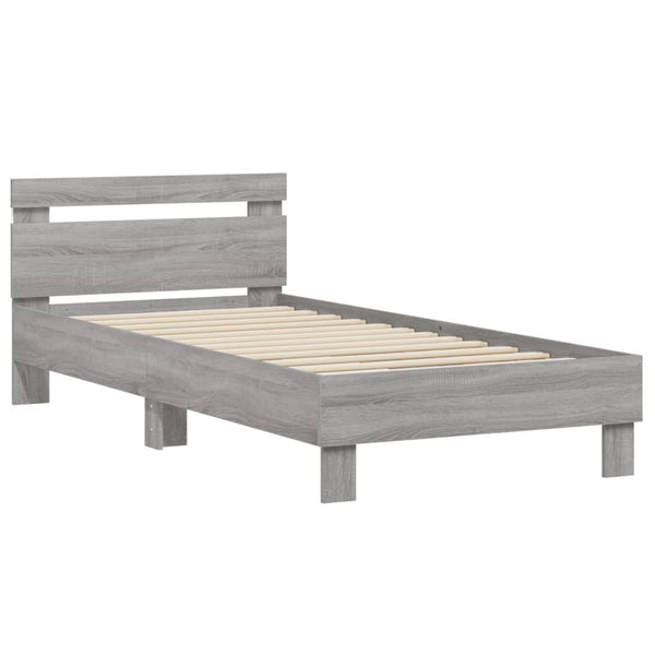 Bettgestell mit LED Grau Sonoma 90x190 cm