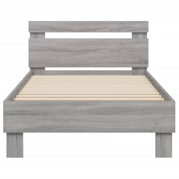 Bettgestell mit LED Grau Sonoma 90x190 cm