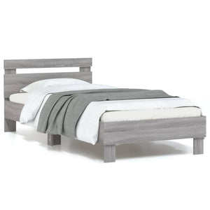 Bettgestell mit LED Grau Sonoma 90x190 cm