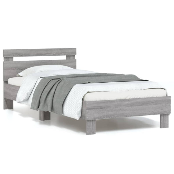 Bettgestell mit LED Grau Sonoma 90x190 cm