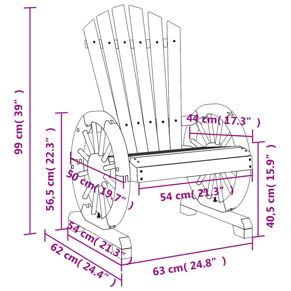 vidaXL Chaise de jardin Adirondack en sapin massif