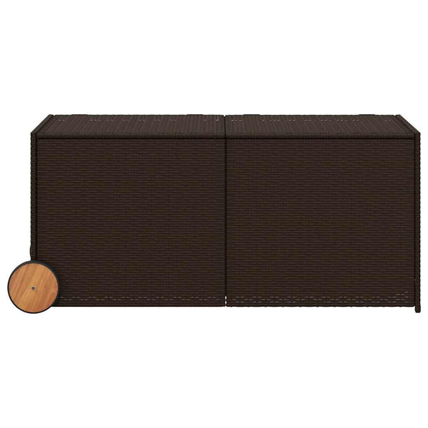 Gartentruhe Braun 283L Poly Rattan mit Rollen