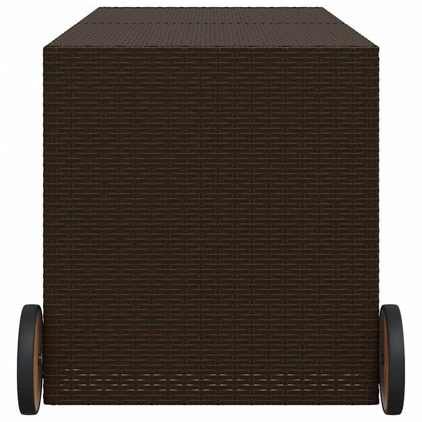 Gartentruhe Braun 283L Poly Rattan mit Rollen