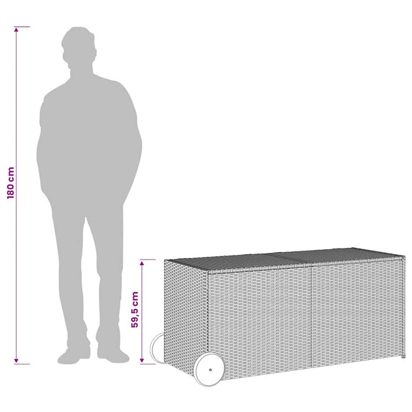 Gartentruhe Braun 283L Poly Rattan mit Rollen