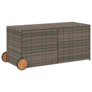 Gartentruhe Grau 283L Poly Rattan mit Rollen