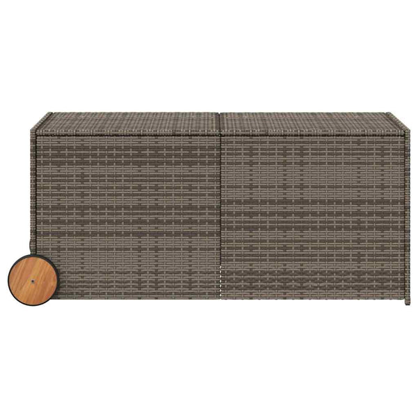 Gartentruhe Grau 283L Poly Rattan mit Rollen