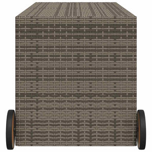 Gartentruhe Grau 283L Poly Rattan mit Rollen