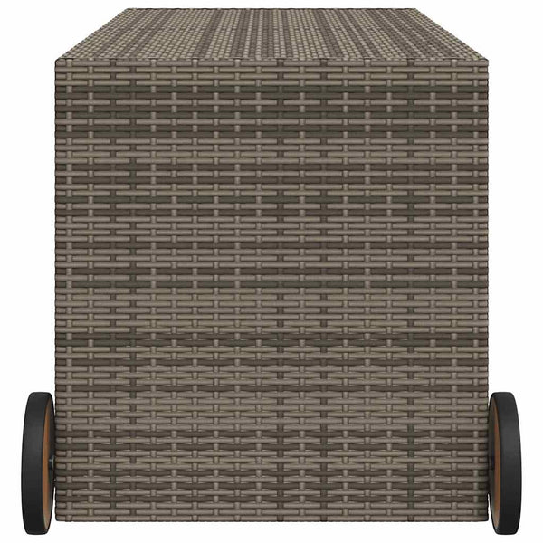 Gartentruhe Grau 283L Poly Rattan mit Rollen